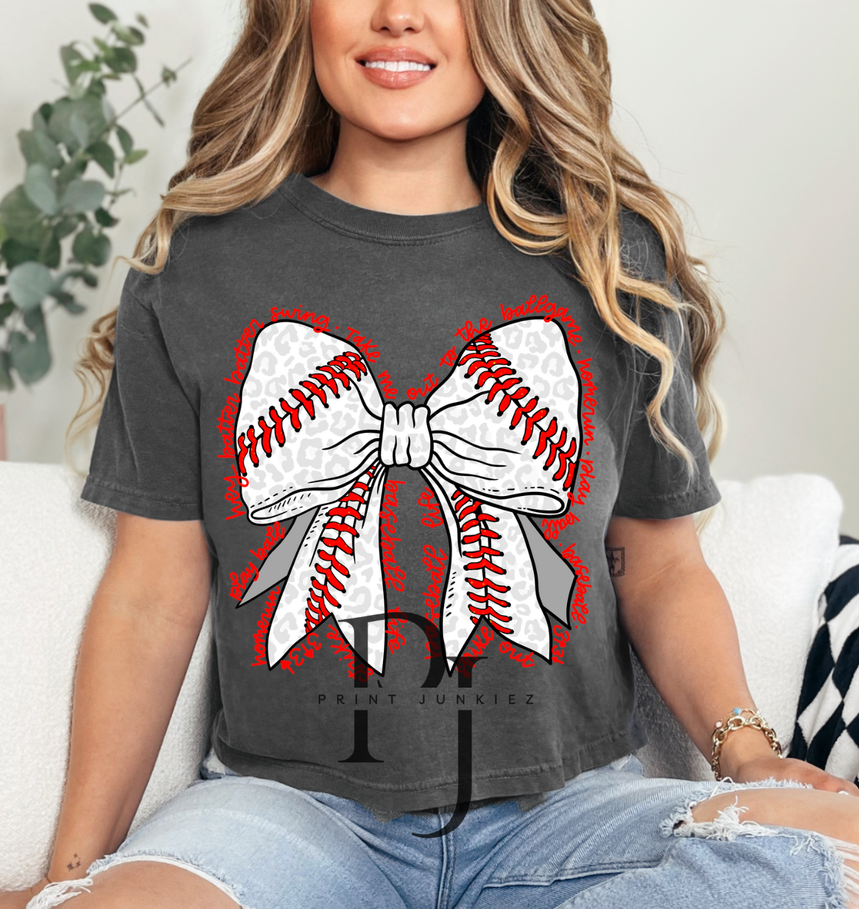 Baseball Bow Script - DTF
