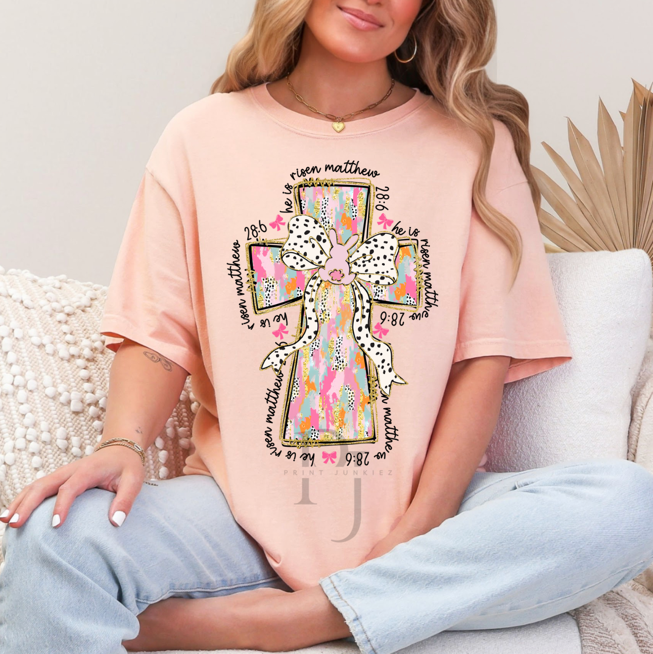 He is Risen Brush Stroke Cross - DTF