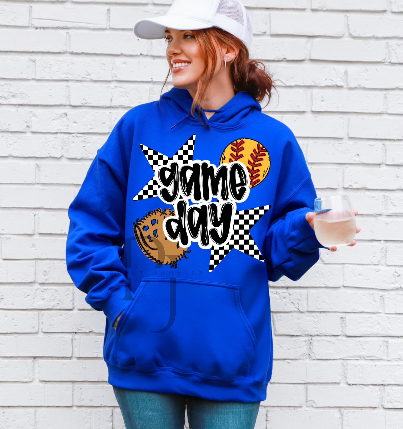 Game Day Softball Checkered - DTF