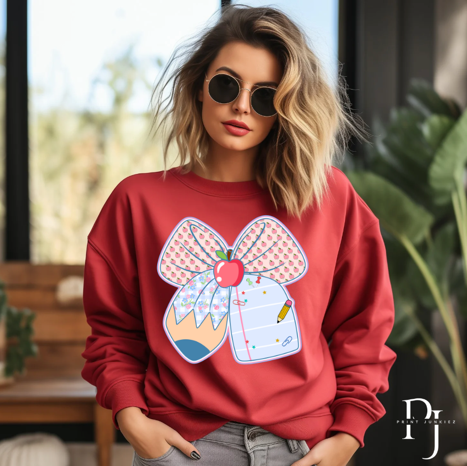Apple Retro Pencil Bow - DTF