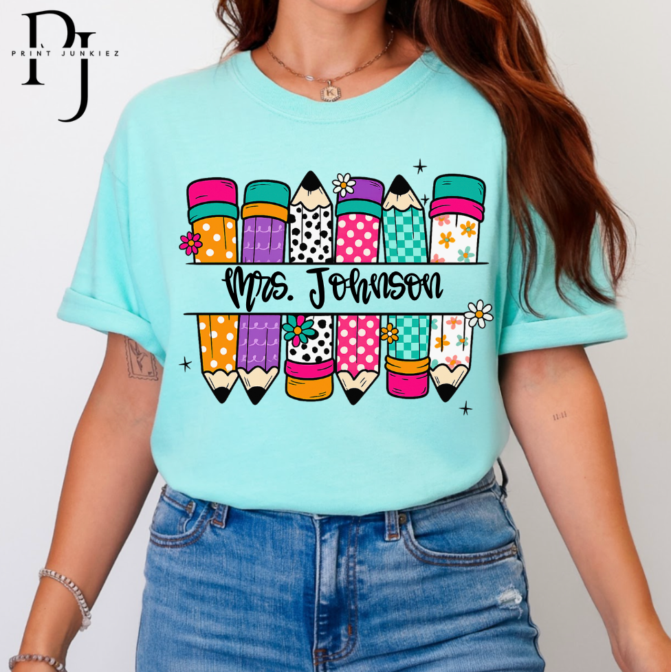 Pencil Name Tag Retro - DTF - CUSTOM