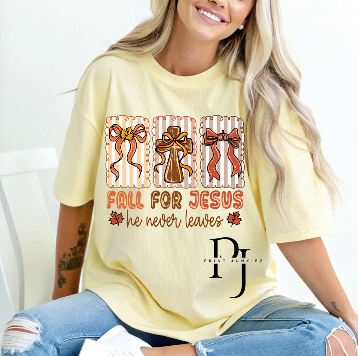 Fall for Jesus he never leaves - DTF
