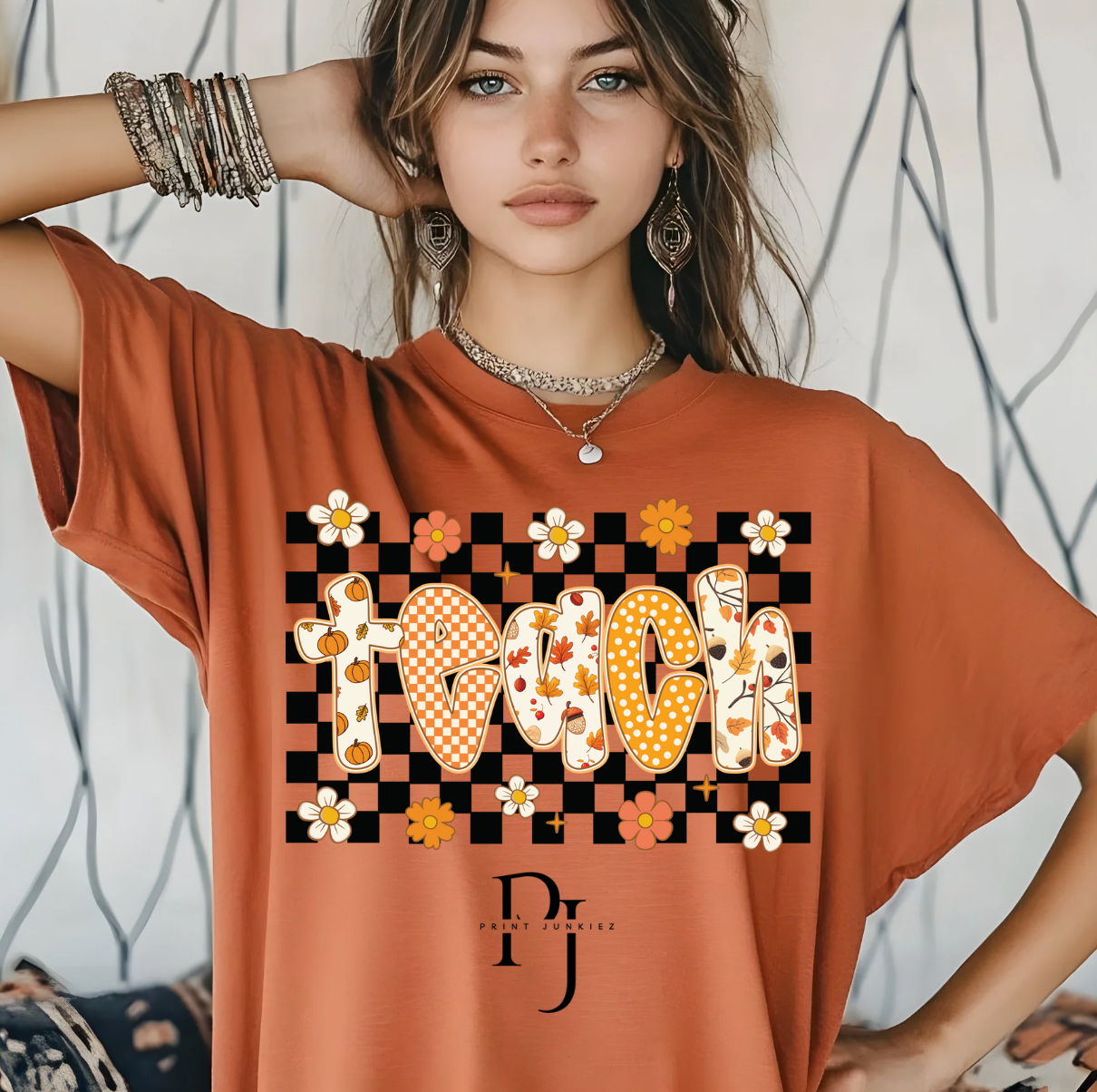 Checkered Teach Preppy Fall - DTF