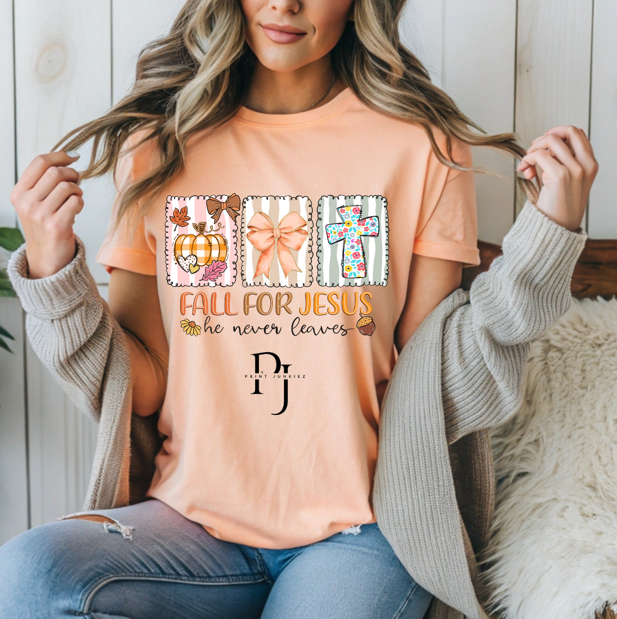 Fall for Jesus he never leaves framed - DTF