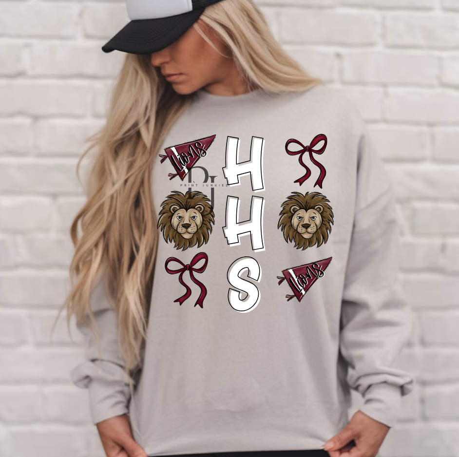 HHS Lions Maroon Mascot Mix - DIGITAL - DTF