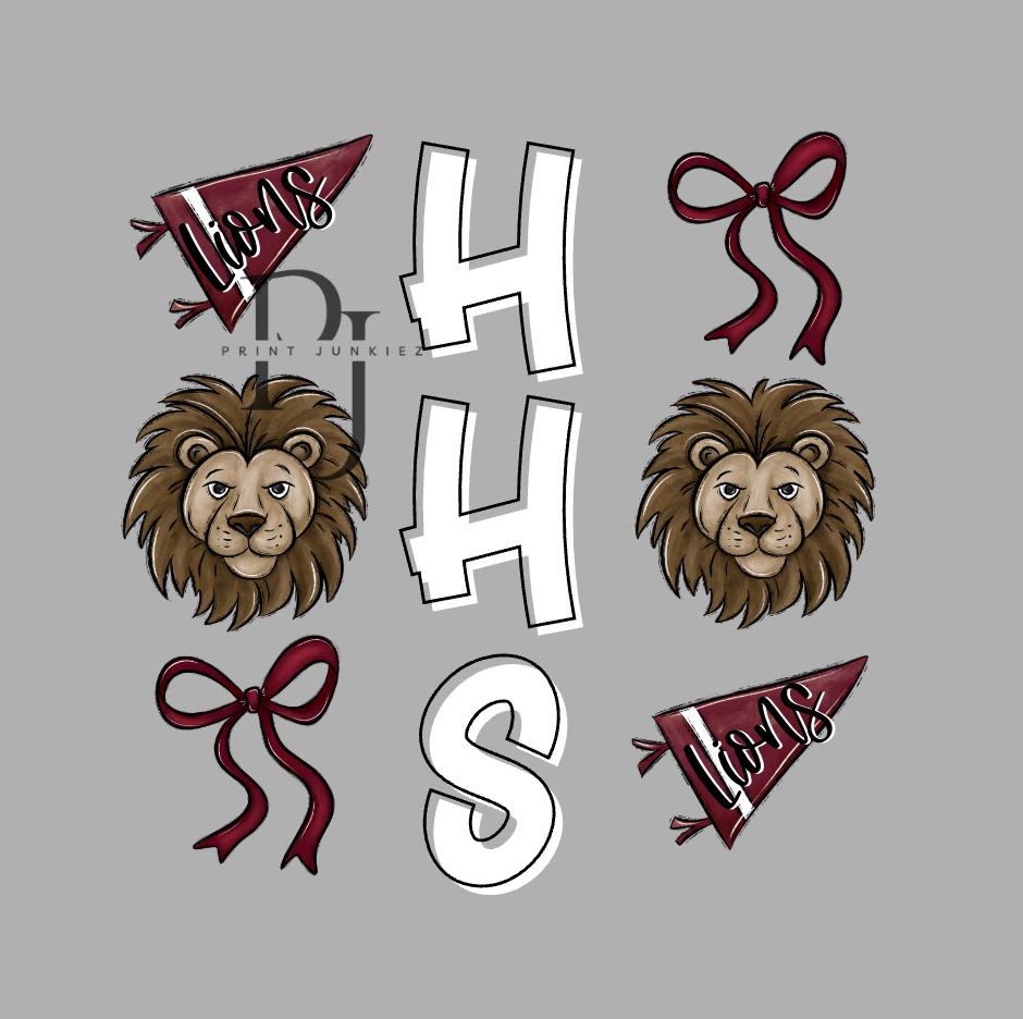 HHS Lions Maroon Mascot Mix - DIGITAL - DTF