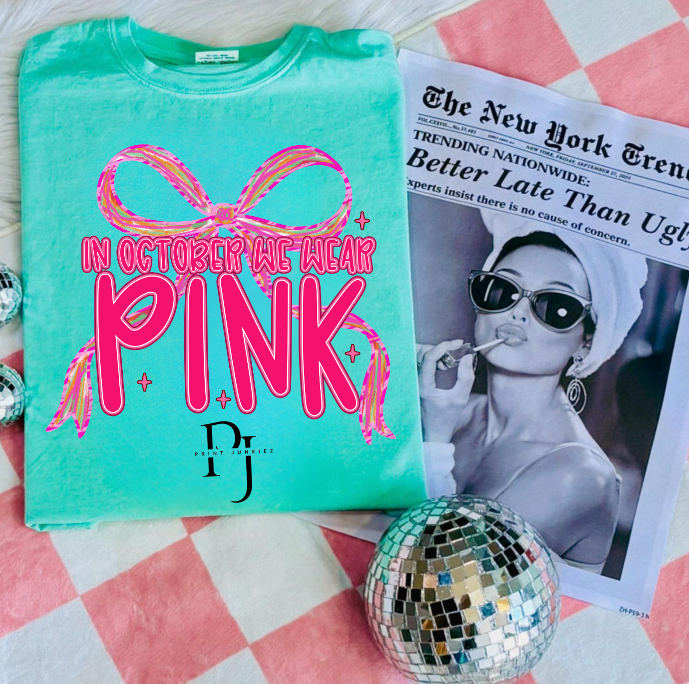 In October We Wear Pink Bow - DTF