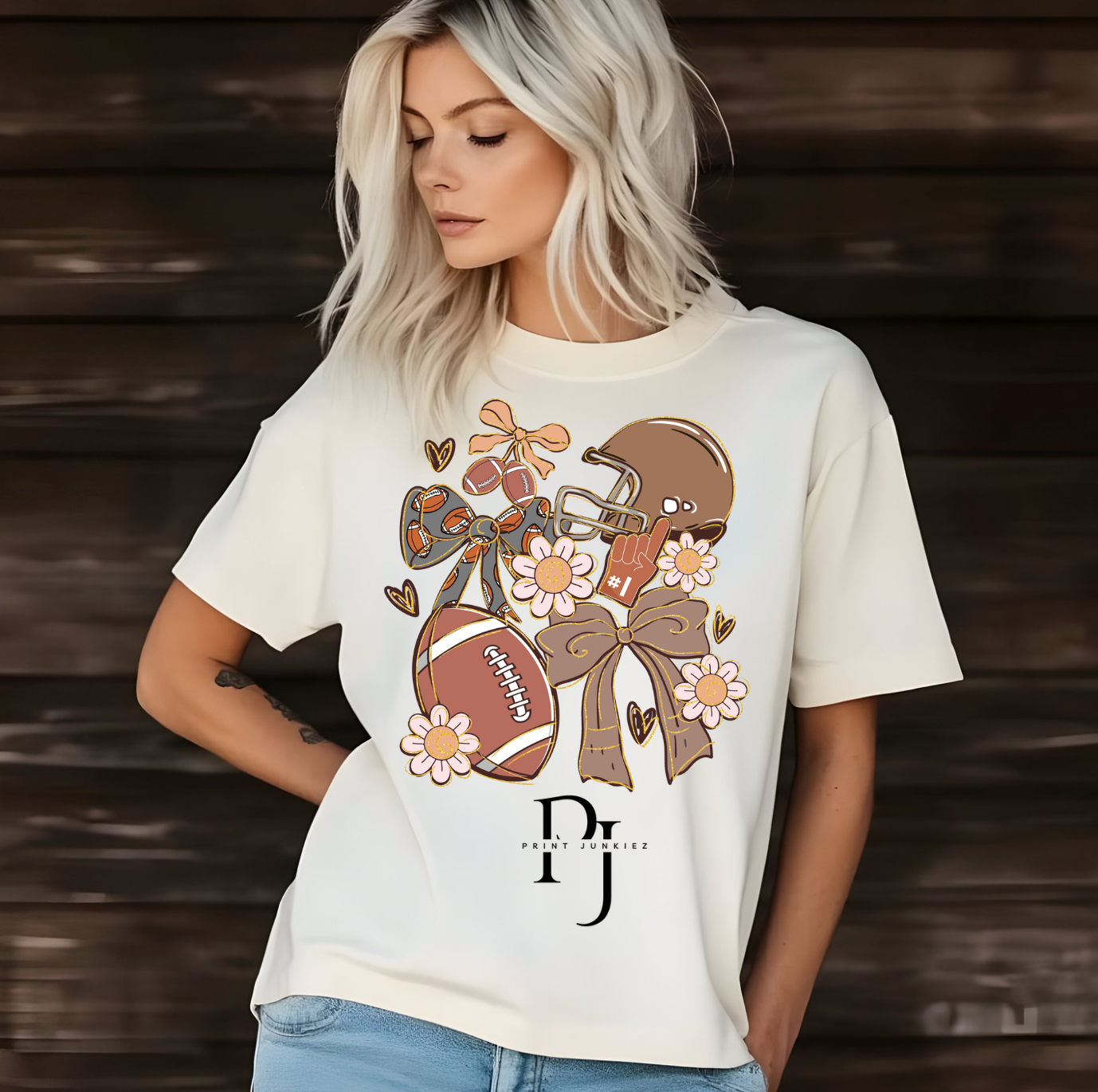 Preppy Bow Football Mix - DTF