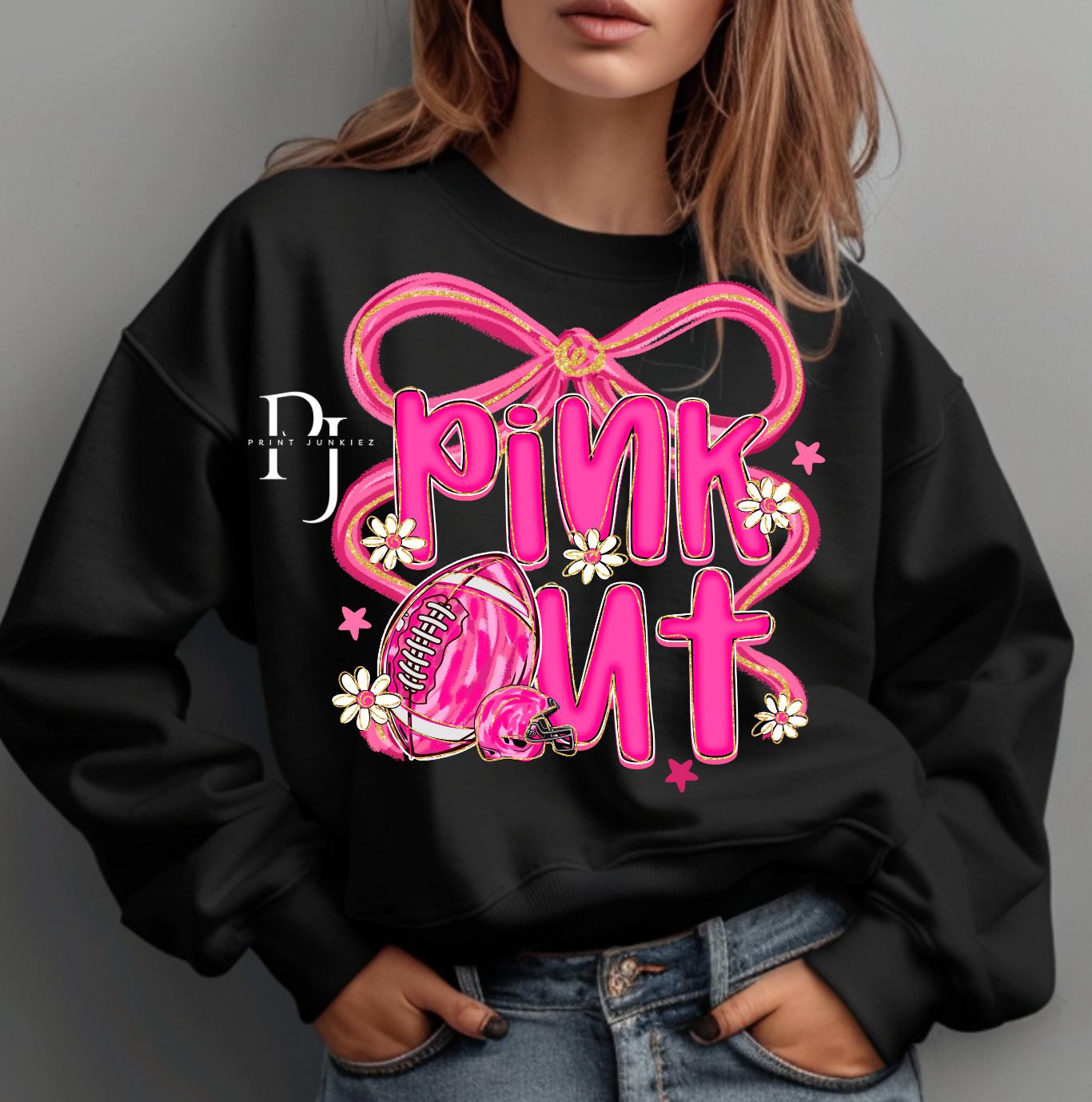 Pink Out Football Floral - DTF