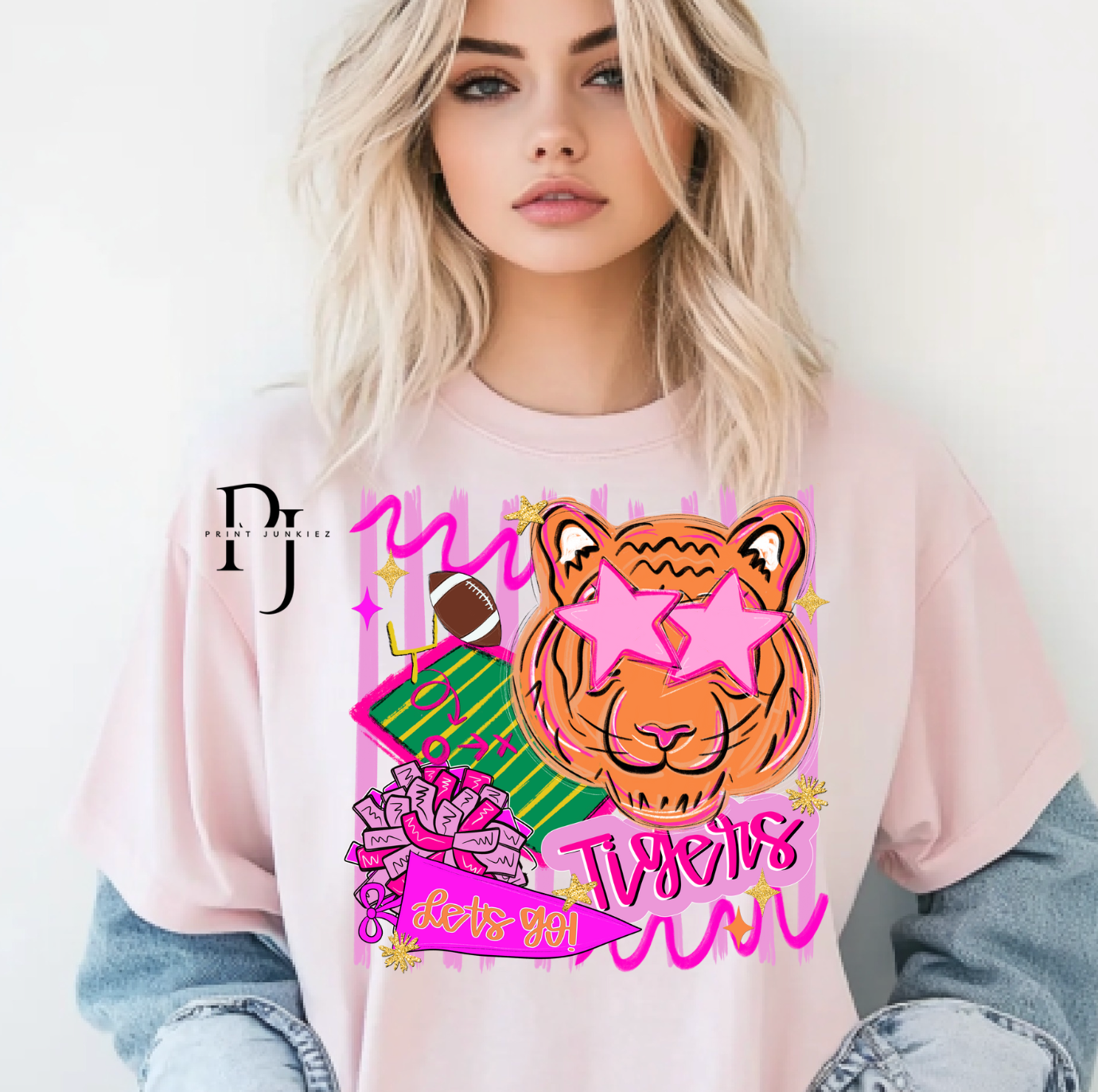 Tigers Pink Preppy Mascot - DTF