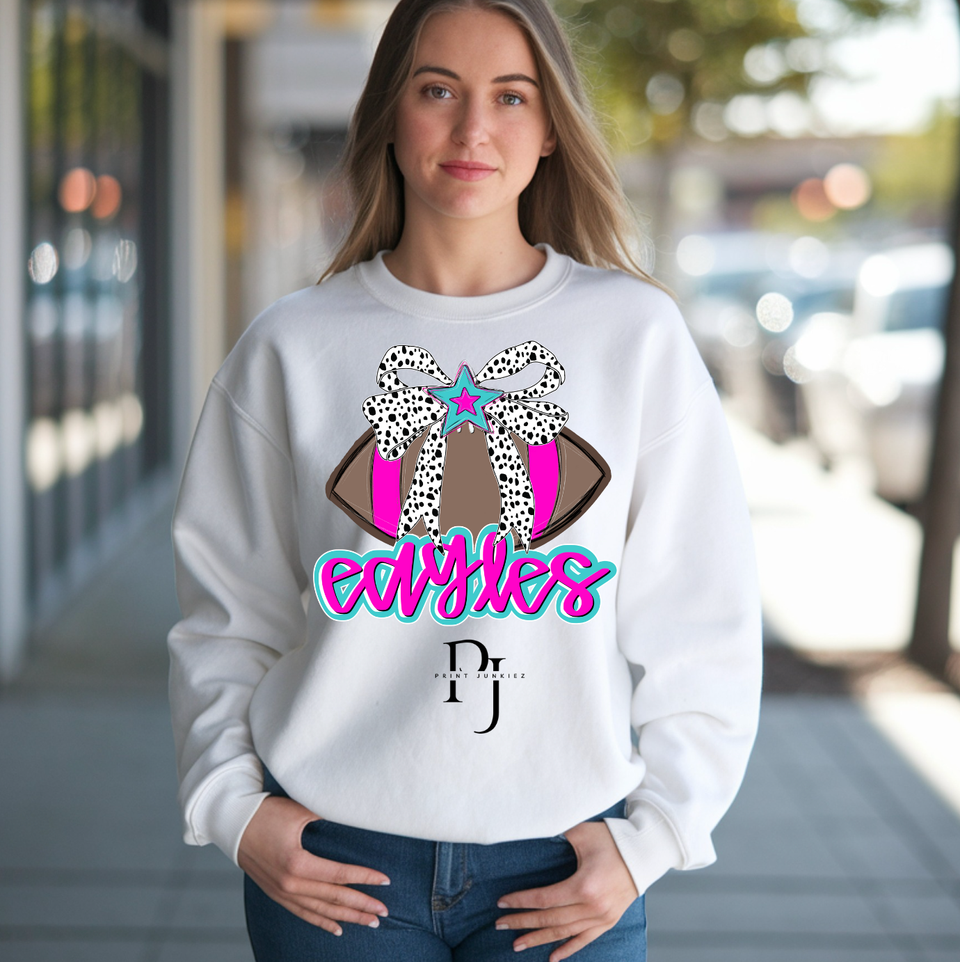 Eagles Pink & Turquoise Football - DTF