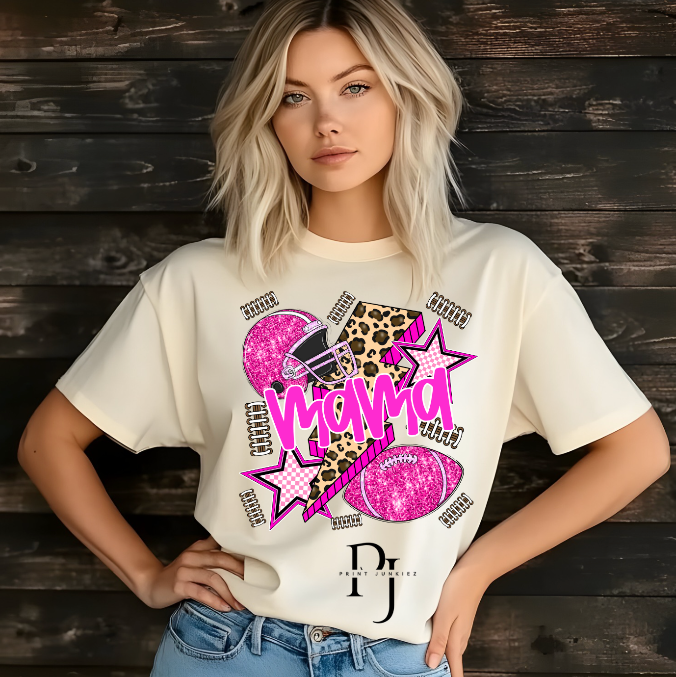 Football Mama Preppy Pink - DTF