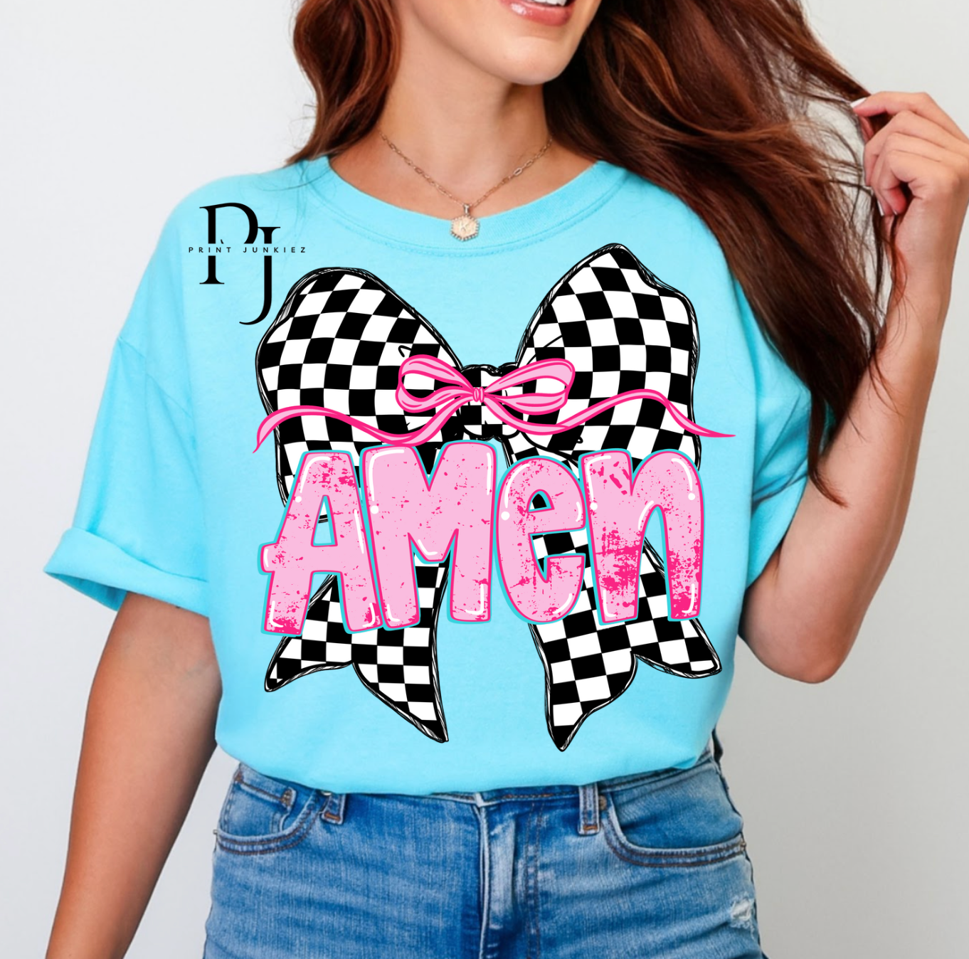 Amen Checkered Bow - DTF