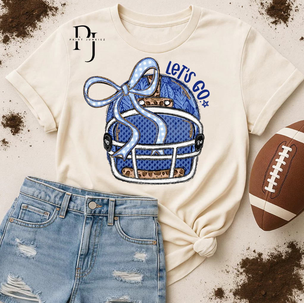 Blue Preppy Football Helmet - DTF