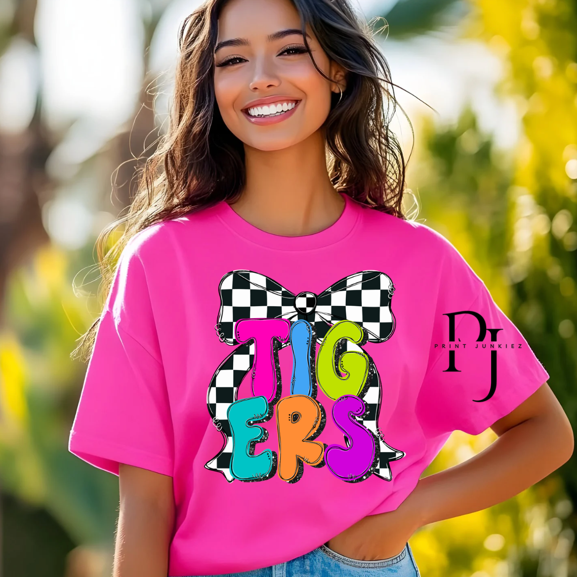 Preppy Neon Checkered Mascots - CUSTOM - DTF