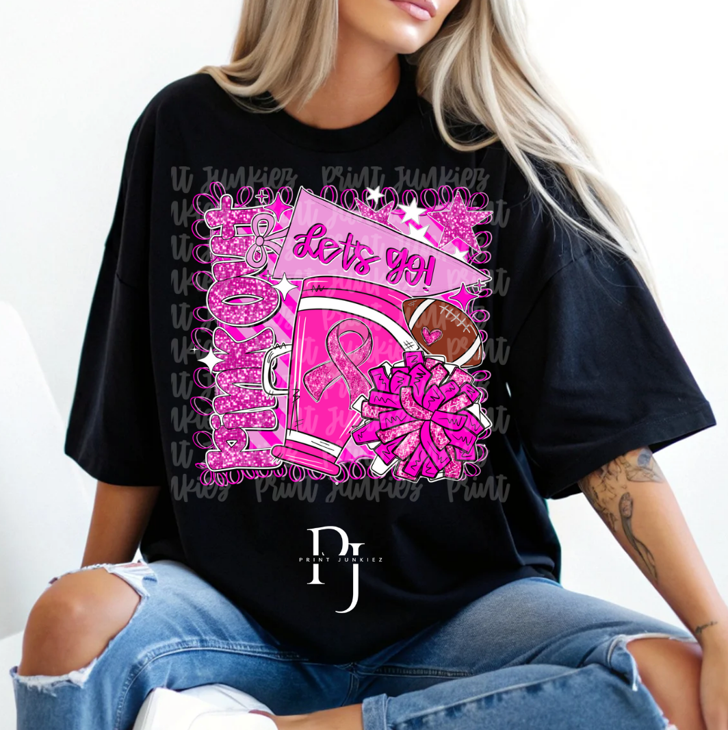 Pink Out Megaphone & Football - DTF