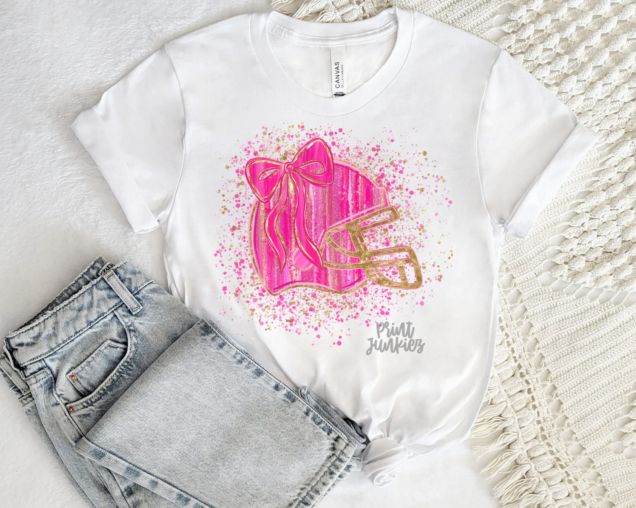 Splatter Football Helmet Pink Out - DTF