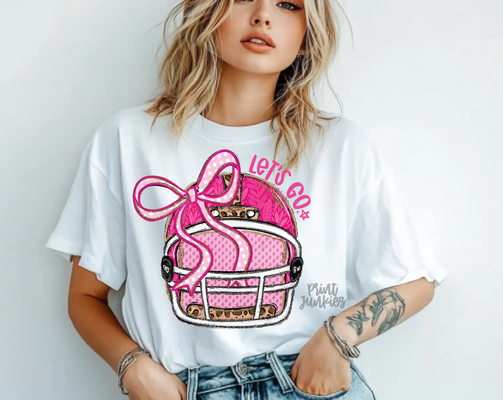 Let's Go Pink Football Helmet - DTF