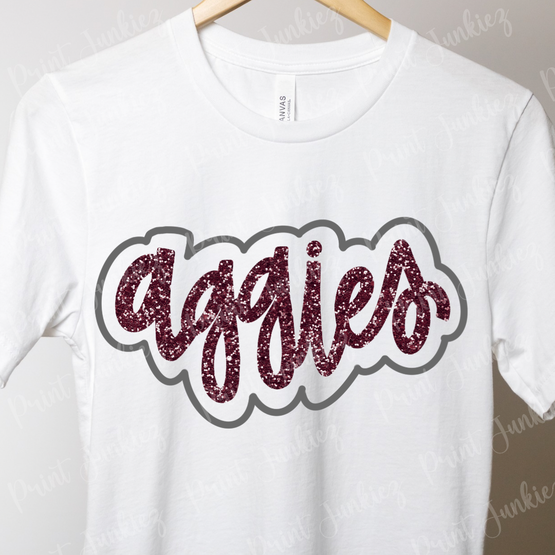 Glitter Aggies outline