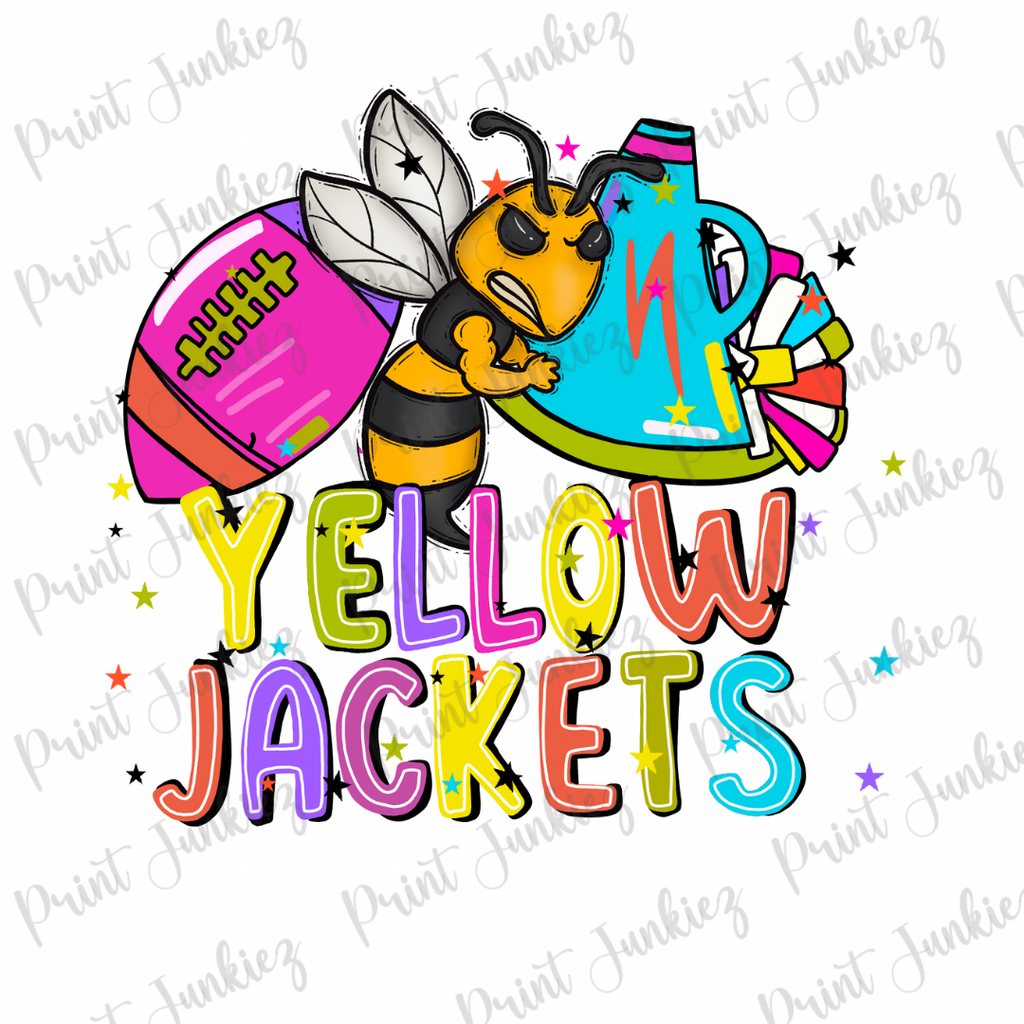 Yellow Jackets Colorful Football/Cheer Mascot - DTF - DIGITAL