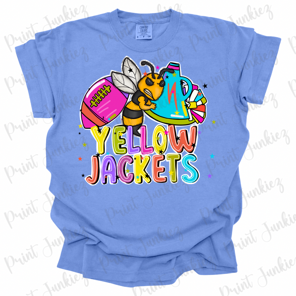 Yellow Jackets Colorful Football/Cheer Mascot - DTF - DIGITAL