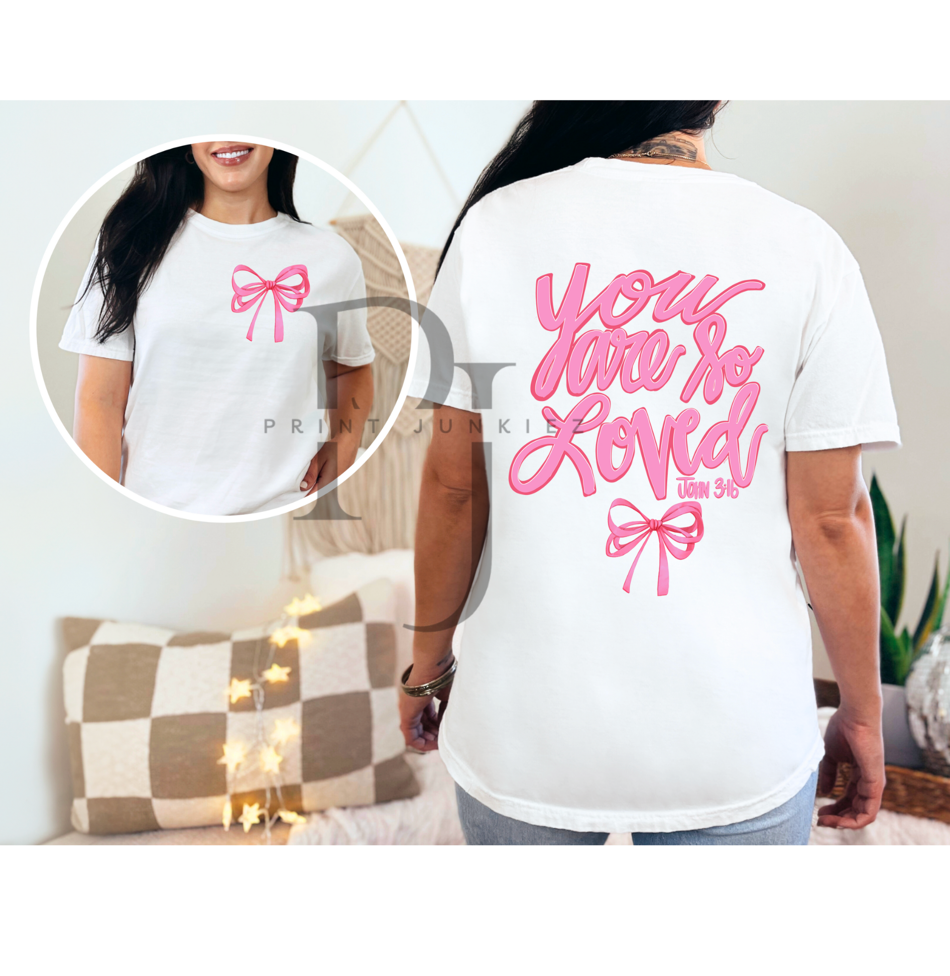 You Are So Loved Pink Bow - DIGITAL - DTF