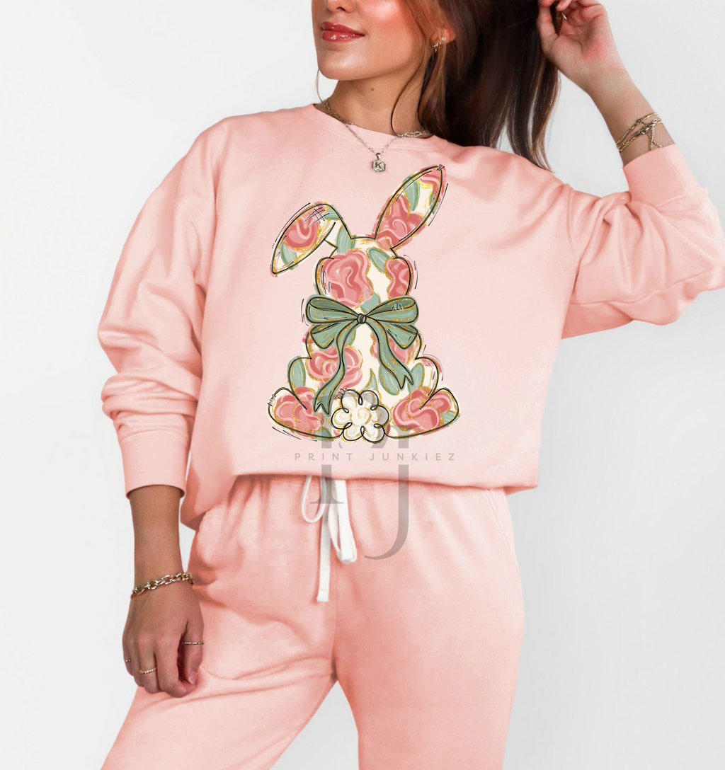 Floral Painted Bunny - DTF