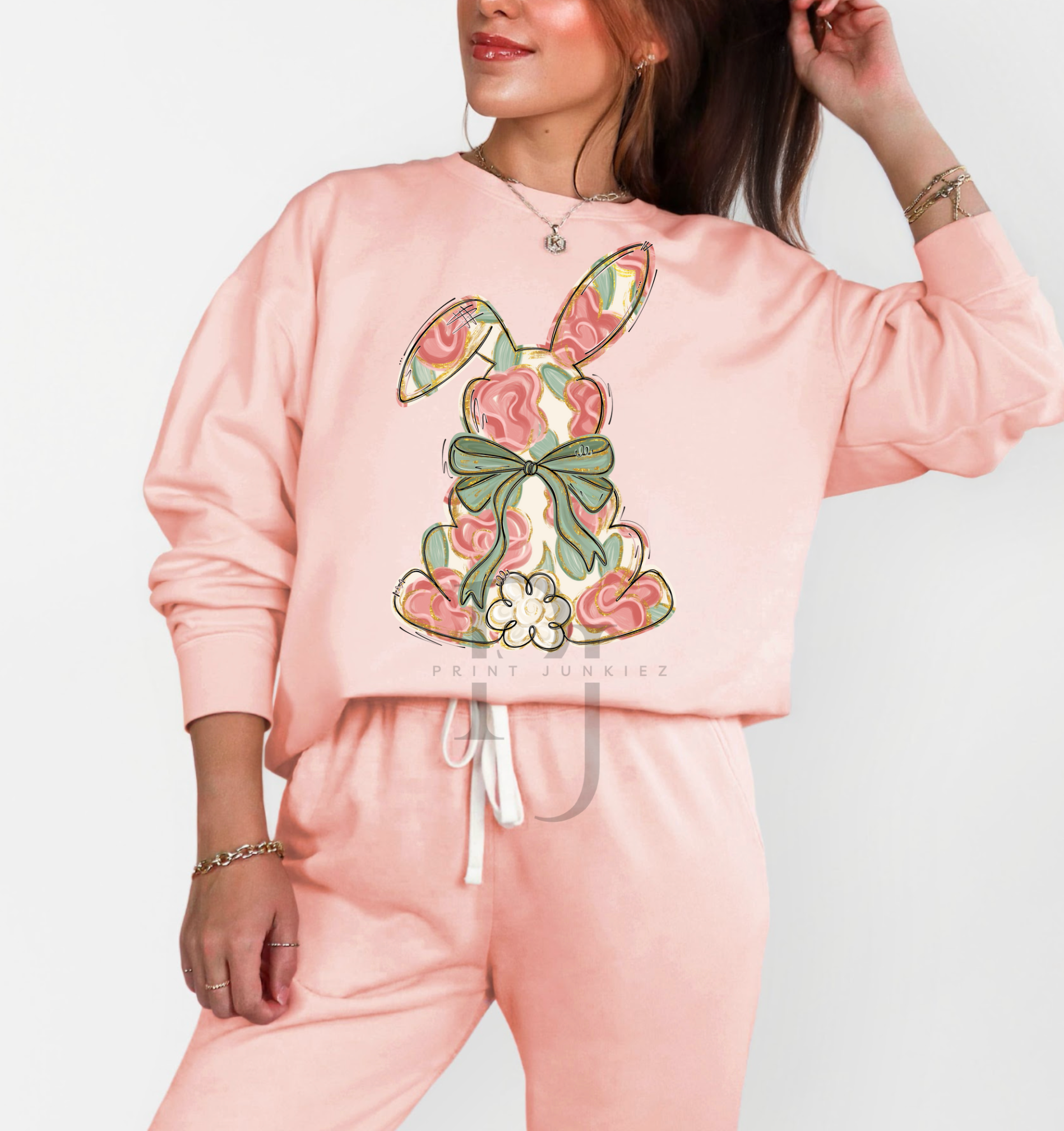 Floral Painted Bunny - DTF