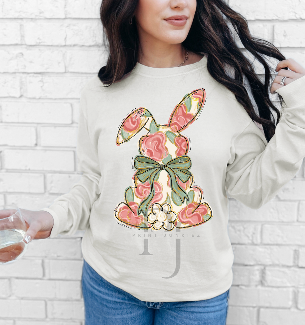 Floral Painted Bunny - DTF