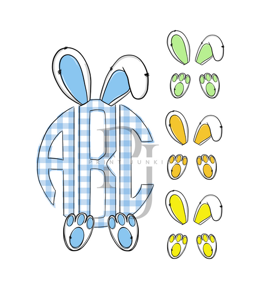 Blue Gingham Bunny Ears Alpha - DTF - CUSTOM