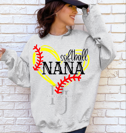 Softball Nana Heart - DTF