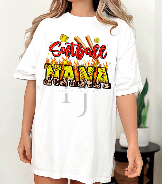 Softball Nana Cheetah Flames - DTF