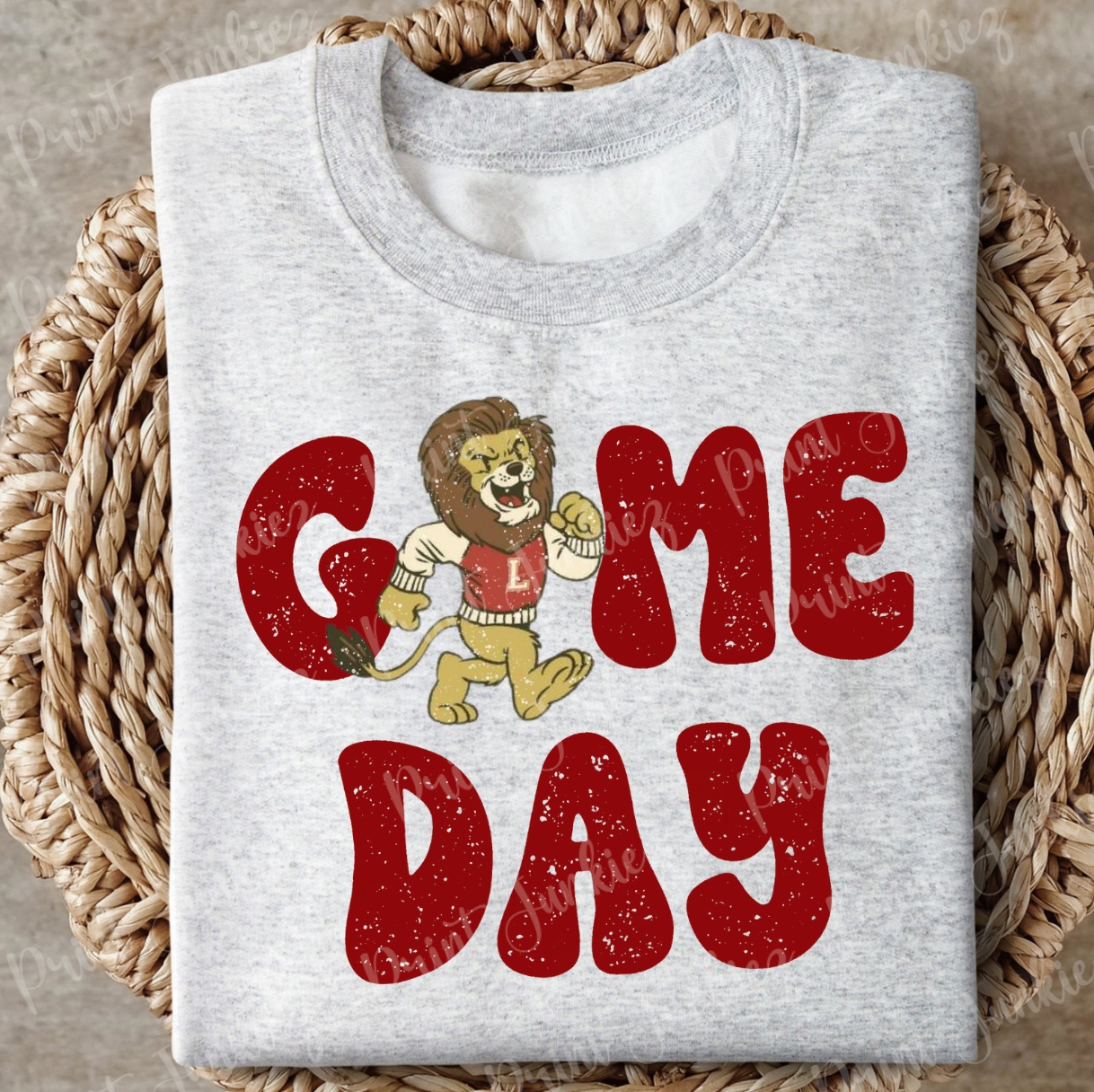 Game Day Lion Mascot Distressed
