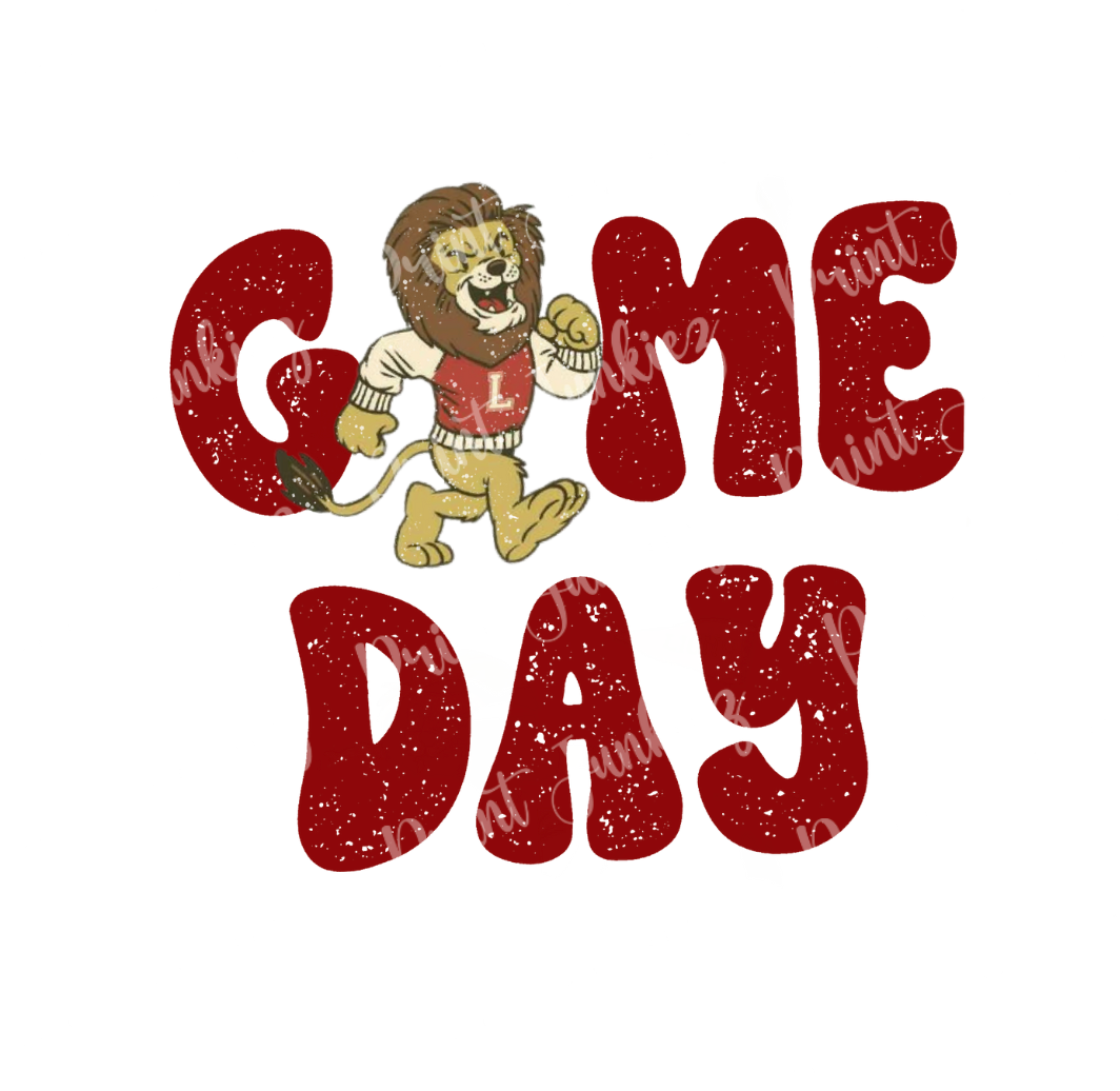 Game Day Lion Mascot Distressed