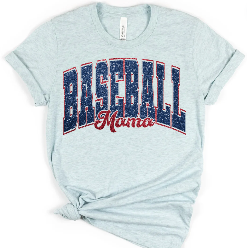 Baseball Mama Varsity Glitter