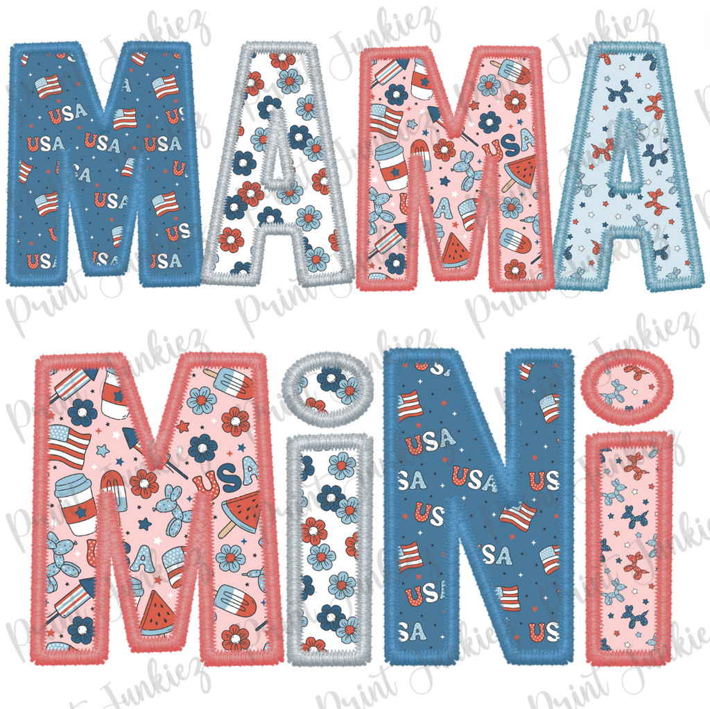 MAMA | MINI faux stitch 4th of July