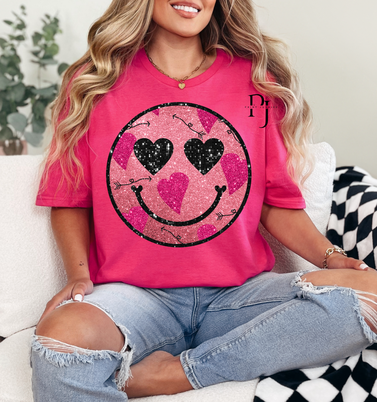 Glitter Smiley Face - DTF