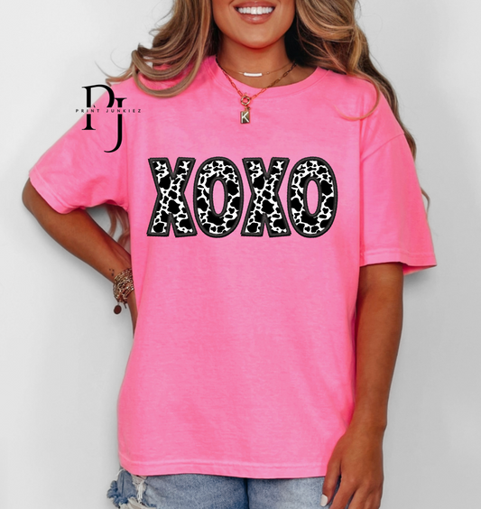 Cow Print Faux Embroidery XOXO - DTF