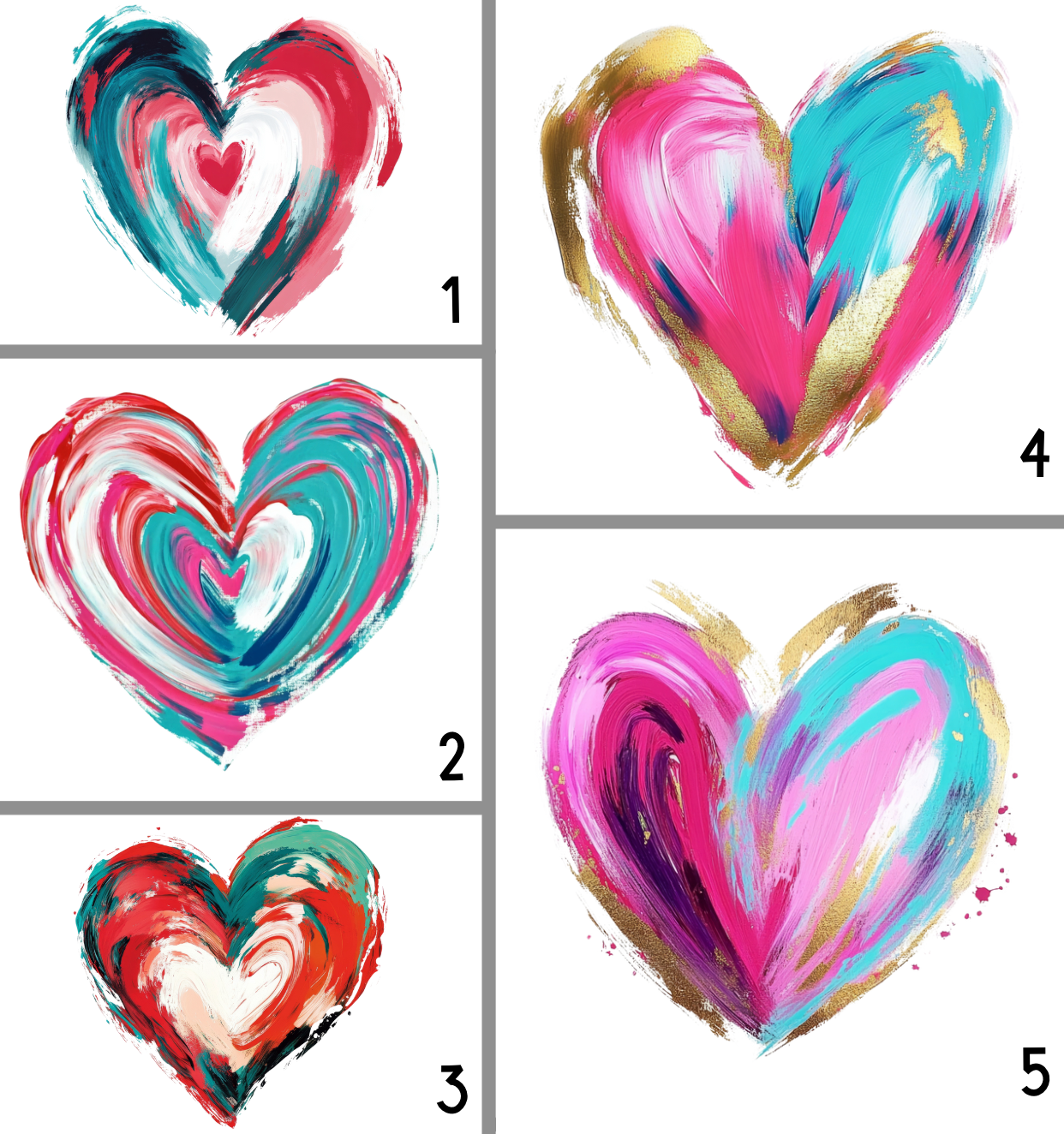Paint Brush Stroke Heart - DTF - Multiple Colors