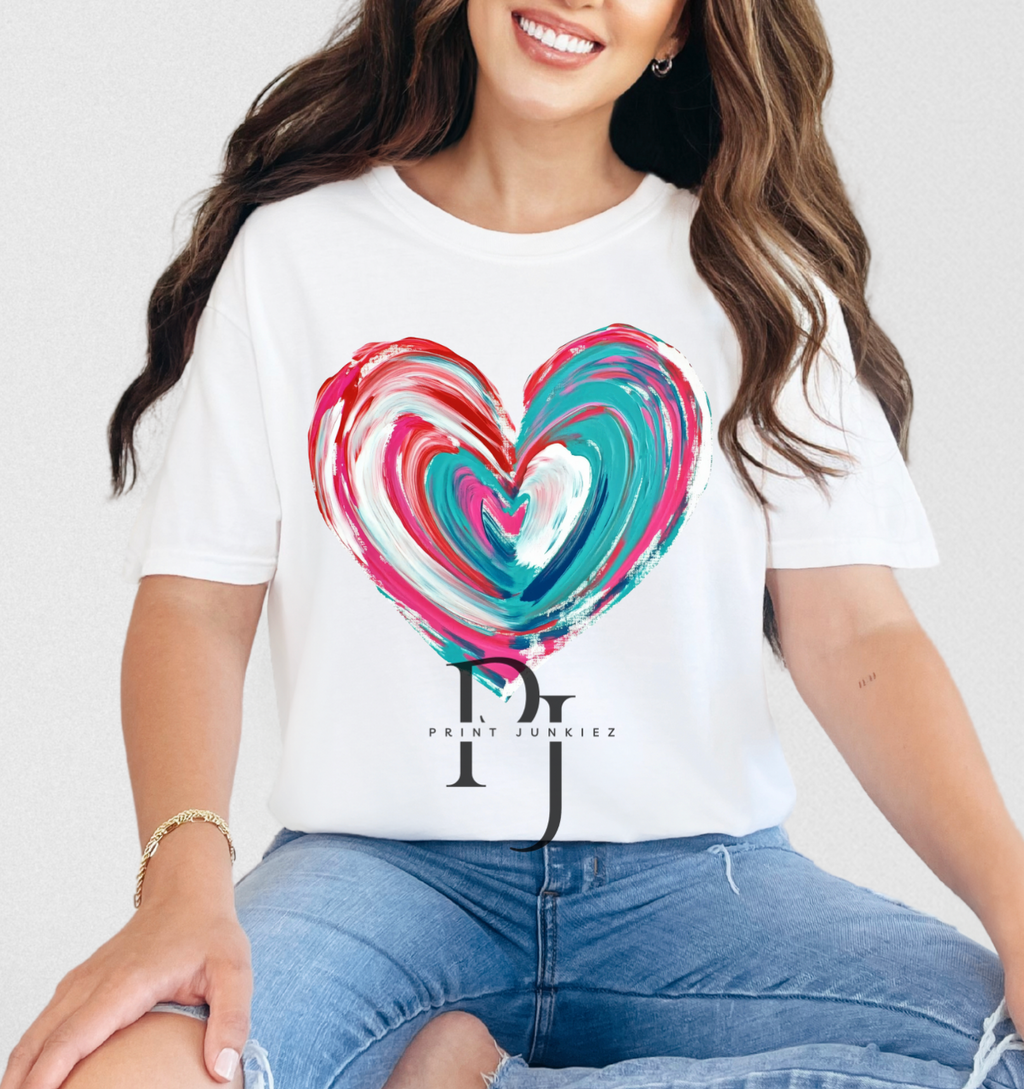 Paint Brush Stroke Heart - DTF - Multiple Colors
