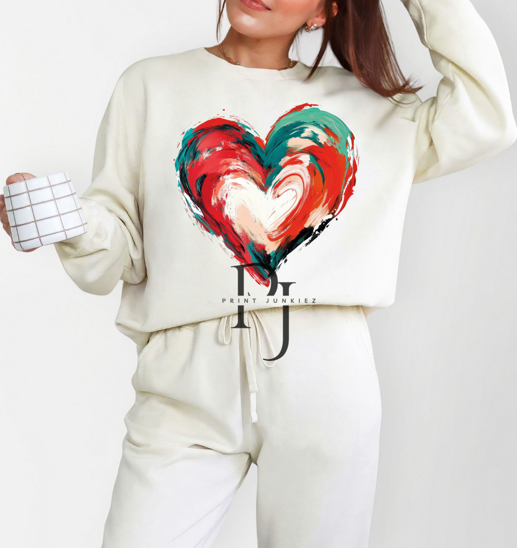 Paint Brush Stroke Heart - DTF - Multiple Colors