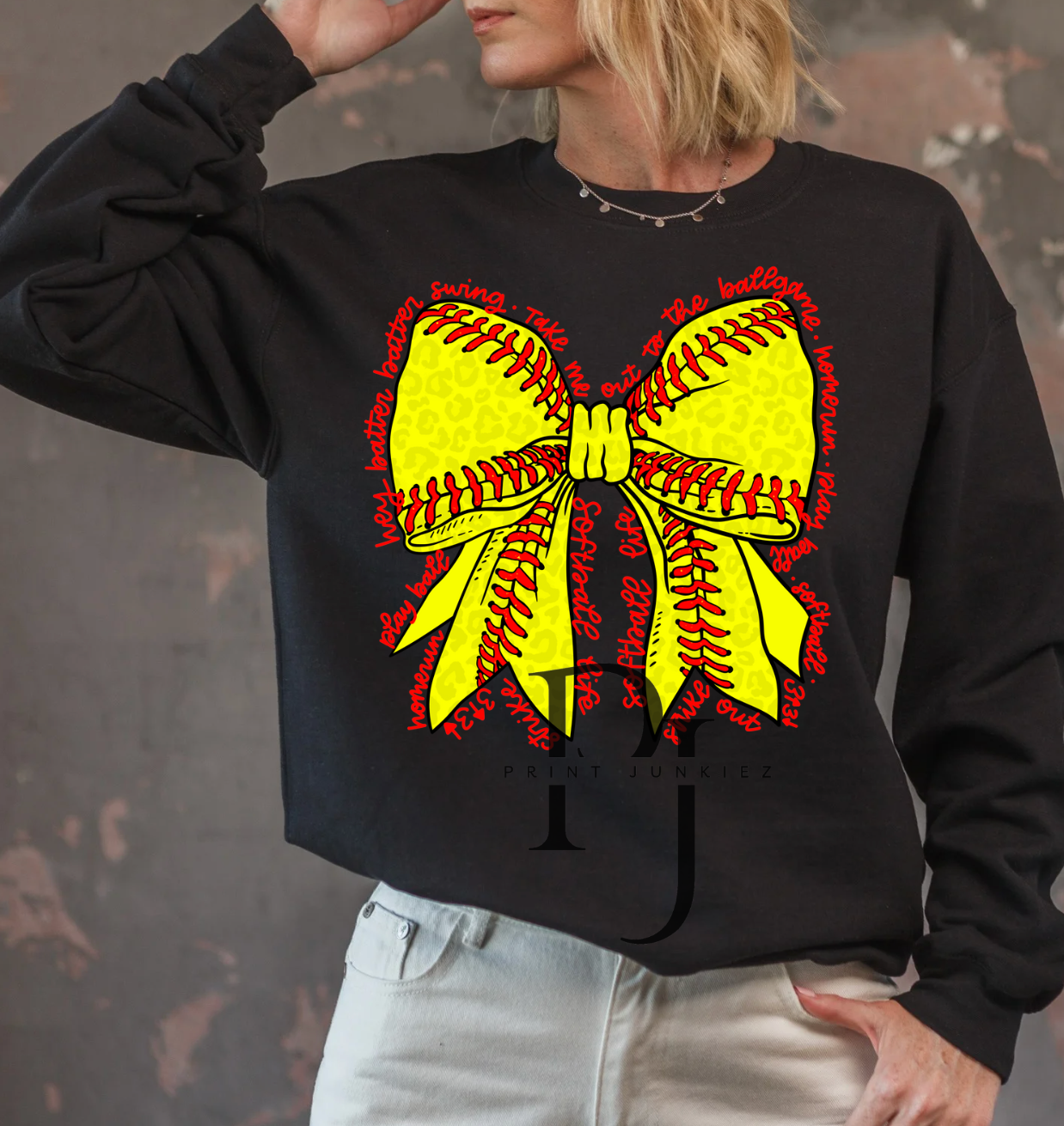 Softball Bow Script - DTF