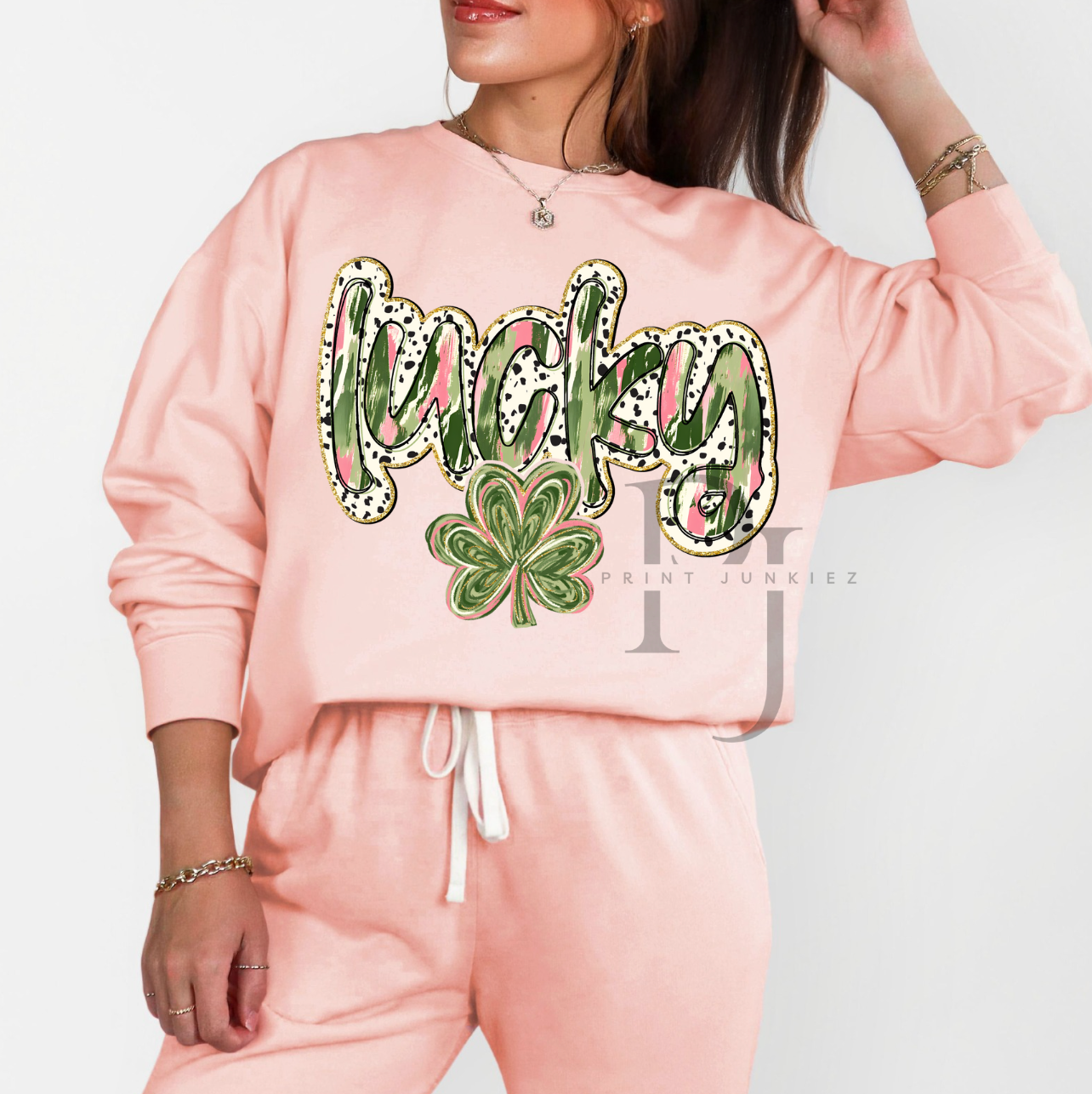 Lucky Pink/Green Paint Brush Strokes - DTF