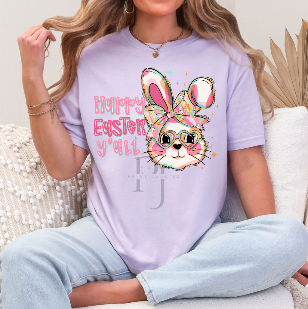 Happy Easter Yall Bunny Brush Stroke - DTF