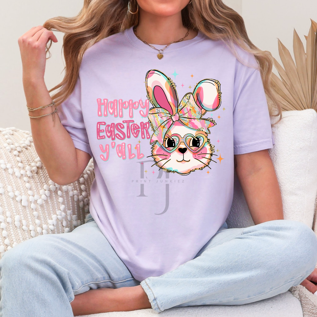 Happy Easter Yall Bunny Brush Stroke - DTF