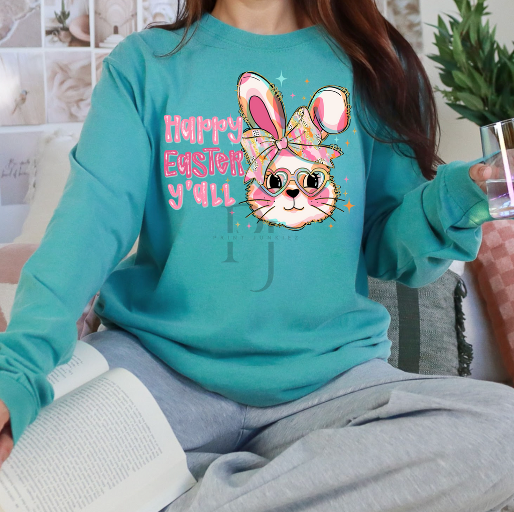 Happy Easter Yall Bunny Brush Stroke - DTF