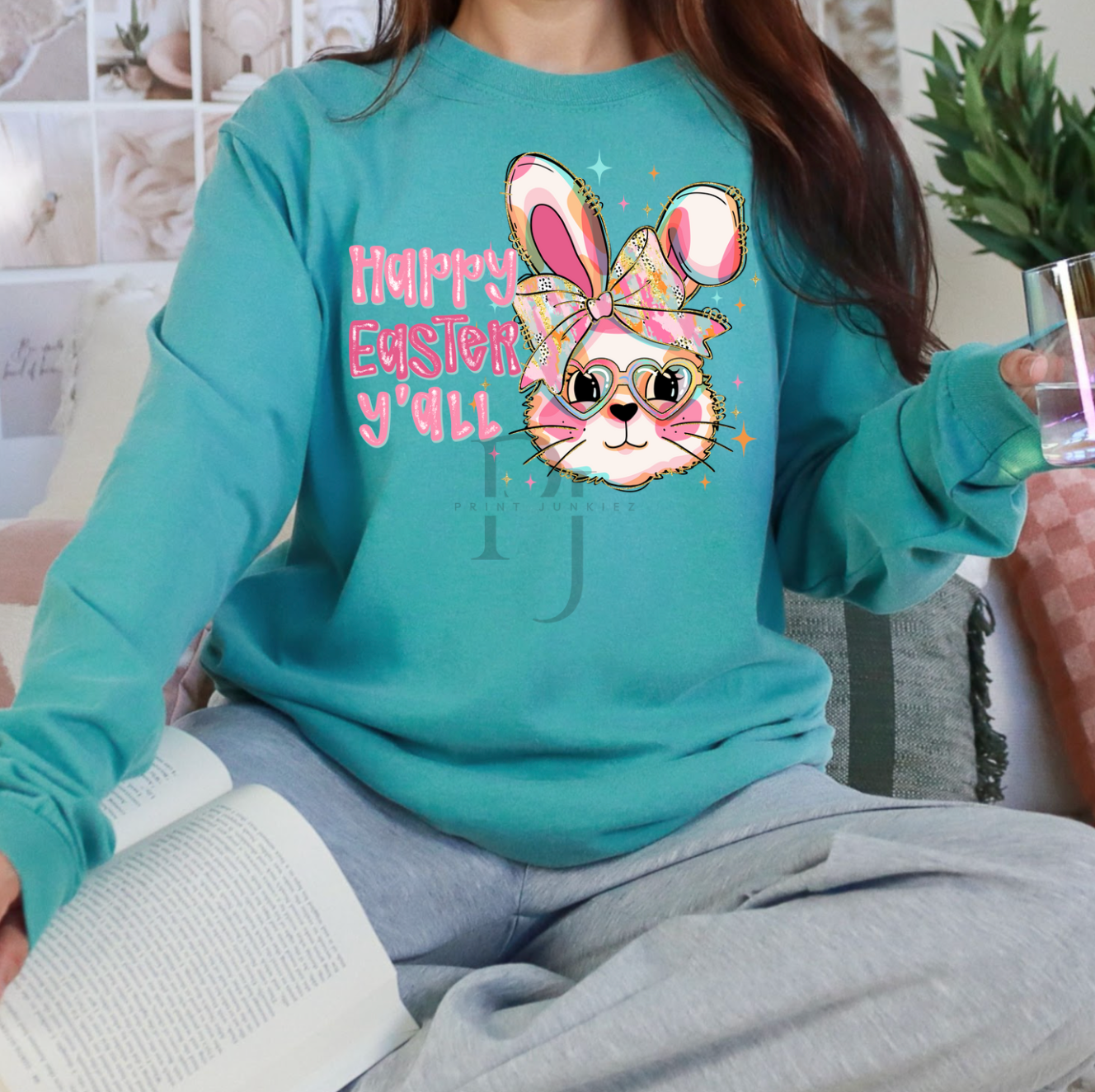 Happy Easter Yall Bunny Brush Stroke - DTF