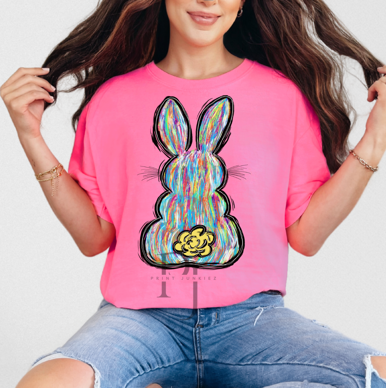 Painted Doodle Bunny - DTF