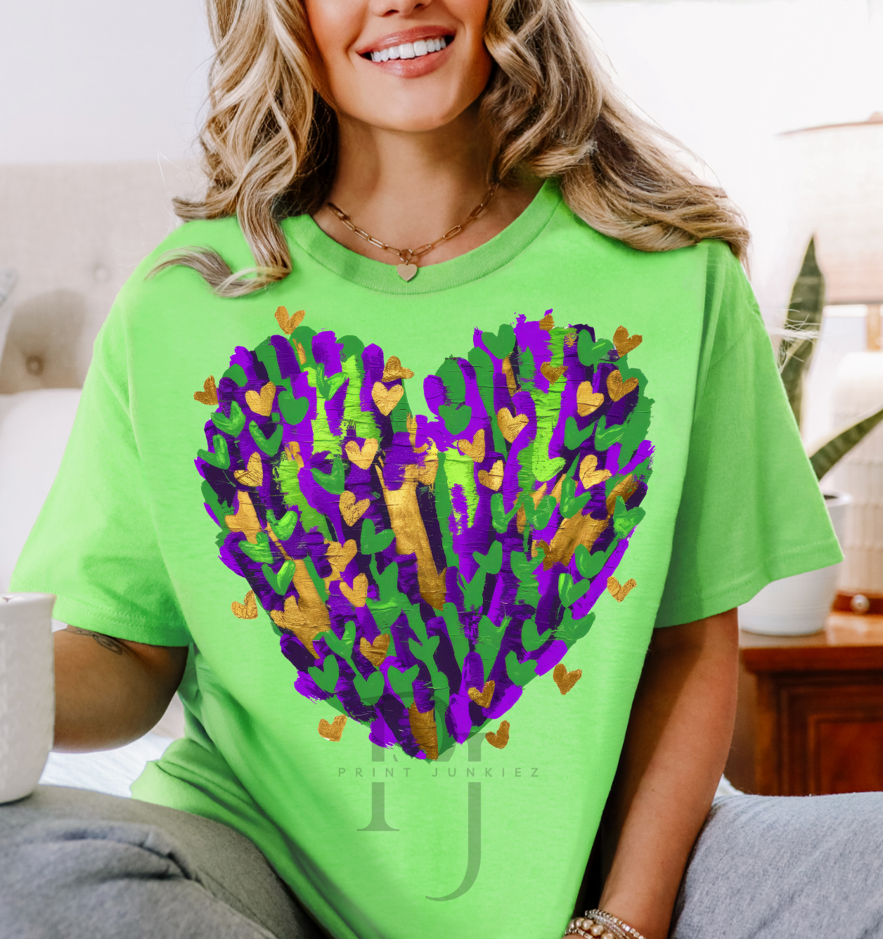 Paint Brush Mardi Gras Heart - DTF