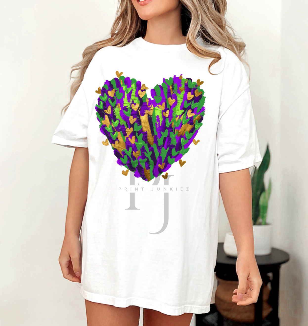 Paint Brush Mardi Gras Heart - DTF
